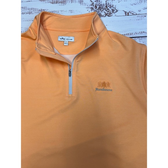Peter Millar Orange Quarter Zip Pullover Golf Shirt Club Hurstbourne Men's Large - Picture 3 of 7